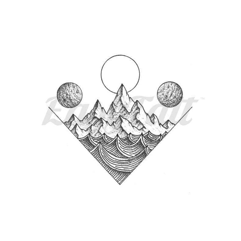 Waves Mountain - By C.kritzelt - Temporary Tattoo